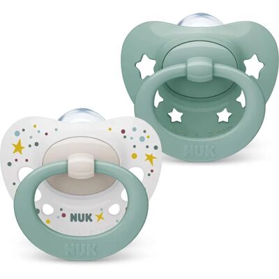 Tétine NUK Signature - 0-6 Mois Forme de Cœur Silicone Sans BPA Lot de 2 Tétine NUK Signature - 0-6 Mois Forme de Cœur Silicone Sans BPA Lot de 2