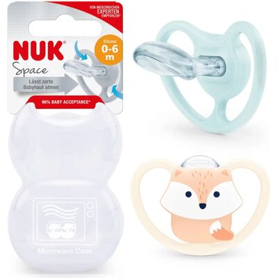 Tétine Nuk Space - Silicone sans BPA pour peau sensible - 0-6 mois - Publicité Tétine Nuk Space - Silicone sans BPA pour peau sensible - 0-6 mois - Publicité