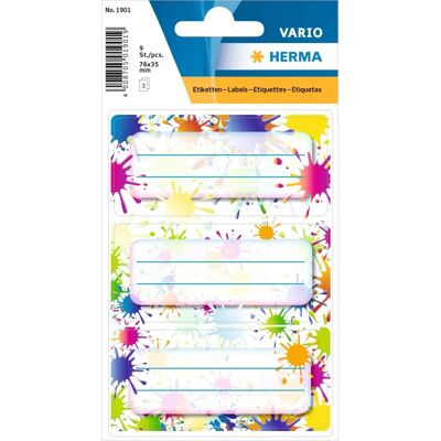 Herma Schuletiketten VARIO 'Farbkleckse' - Pack von 12 Herma Schuletiketten VARIO 'Farbkleckse' - Pack von 12