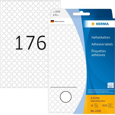 Étiquettes rondes autocollantes Herma 2210 - Étiquette Étiquettes rondes autocollantes Herma 2210 - Étiquette