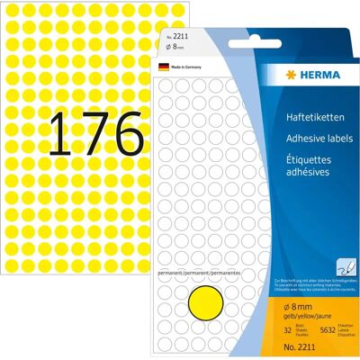 Herma Gelbe Selbstklebende Punktetiketten - Labels Herma Gelbe Selbstklebende Punktetiketten - Labels