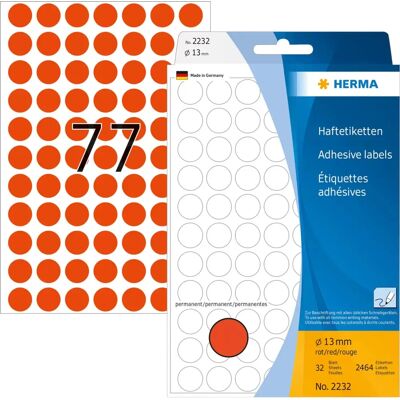 Herma Premium Farbige Selbstklebende Punktaufkleber - 2464 Stück, Rot Herma Premium Farbige Selbstklebende Punktaufkleber - 2464 Stück, Rot