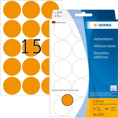 Herma 2274 Itsekolevat pyöreät tarrat 360 kpl Herma 2274 Itsekolevat pyöreät tarrat 360 kpl