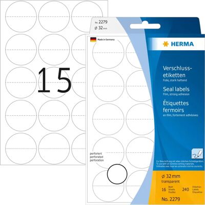 HERMA 2279 Selbstklebende Etiketten - 32mm, 240 Stk HERMA 2279 Selbstklebende Etiketten - 32mm, 240 Stk