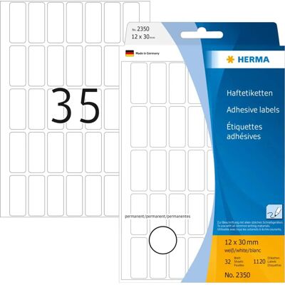 Herma 2350 Hvite Permanente Selvklebende Merkelapper - 12mm, 1120 stk. Herma 2350 Hvite Permanente Selvklebende Merkelapper - 12mm, 1120 stk.