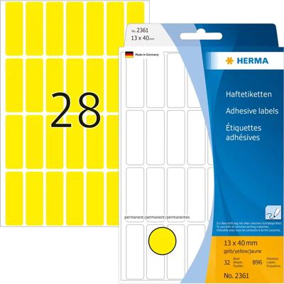 Étiquettes Polyvalentes Jaunes Herma - 13x40mm - 896 pcs - Publicité Étiquettes Polyvalentes Jaunes Herma - 13x40mm - 896 pcs - Publicité