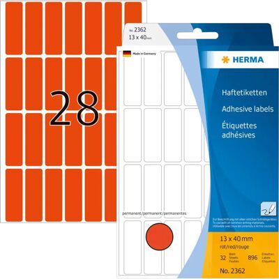 Herma 2362 Rote Selbstklebende Etiketten - Abgerundetes Rechteck - 896 Stück Herma 2362 Rote Selbstklebende Etiketten - Abgerundetes Rechteck - 896 Stück