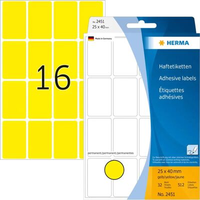 Herma 2451 élénk sárga öntapadós címkék - Öntapadós címkék Herma 2451 élénk sárga öntapadós címkék - Öntapadós címkék