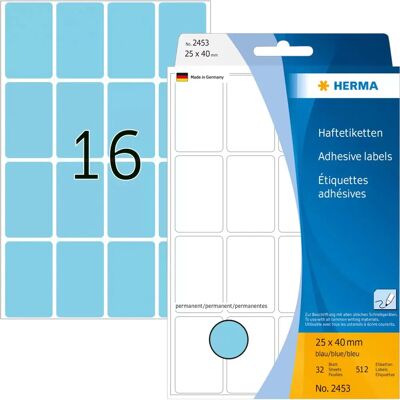 Étiquettes auto-adhésives Herma 2453 - Bleu, Polyvalent - Publicité Étiquettes auto-adhésives Herma 2453 - Bleu, Polyvalent - Publicité