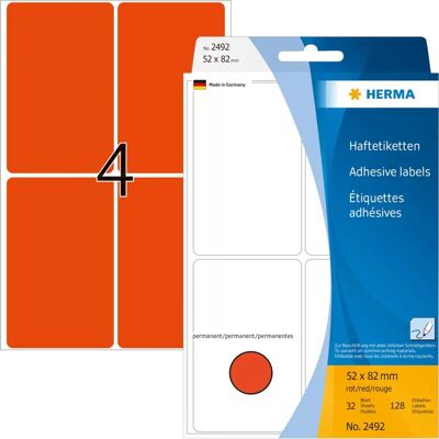 Herma 2492 Öntapadós címkék - Téglalap alakú - Piros Herma 2492 Öntapadós címkék - Téglalap alakú - Piros