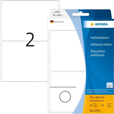 Herma 2570 hvite selvklebende etiketter - Labels Herma 2570 hvite selvklebende etiketter - Labels