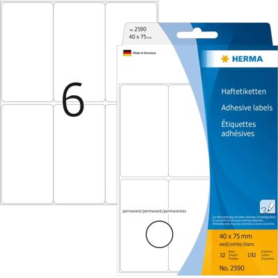 Herma 2590 Multi-Purpose Selvklebende Labels - 192 stk Herma 2590 Multi-Purpose Selvklebende Labels - 192 stk