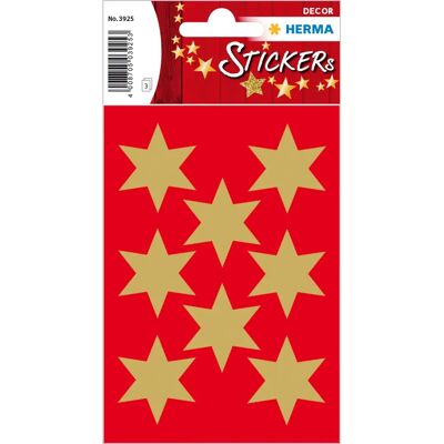 Herma 3925 Gylne 6-punkts stjerne dekorative klistremerker 24 stk Herma 3925 Gylne 6-punkts stjerne dekorative klistremerker 24 stk
