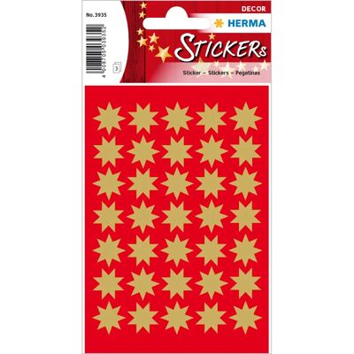 Herma 3935 Gullstjerne Stikker - Dekorativ med 8 Spisser Selvklebende Herma 3935 Gullstjerne Stikker - Dekorativ med 8 Spisser Selvklebende