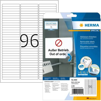 Etichette Herma 4202 - Rimovibili, A4, Bianche Etichette Herma 4202 - Rimovibili, A4, Bianche