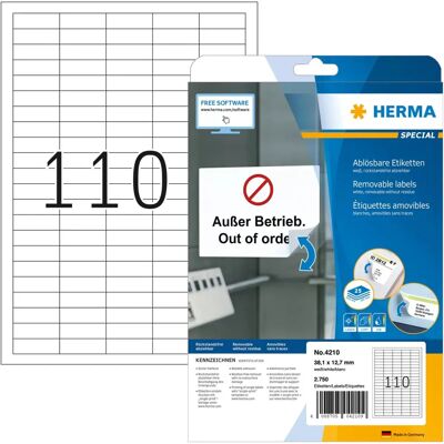Herma 4210 Druckeretiketten - Abnehmbar, 2750 Stück Herma 4210 Druckeretiketten - Abnehmbar, 2750 Stück