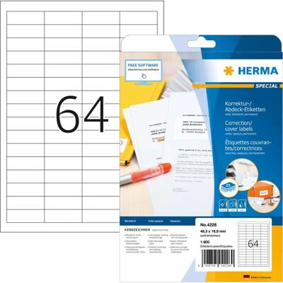Herma 4226 Printer Label - Self-Adhesive, Opaque, 48.3x16.9mm Herma 4226 Printer Label - Self-Adhesive, Opaque, 48.3x16.9mm