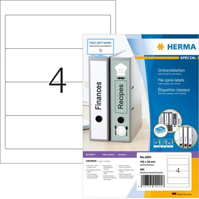 Herma Modèle 4291 - Étiquettes opaques pour dos d'archives - Auto-adhésives Herma Modèle 4291 - Étiquettes opaques pour dos d'archives - Auto-adhésives