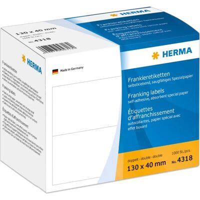 Herma 4318 Hvite Rektangulære Selvklebende Label - 1000 stk Herma 4318 Hvite Rektangulære Selvklebende Label - 1000 stk