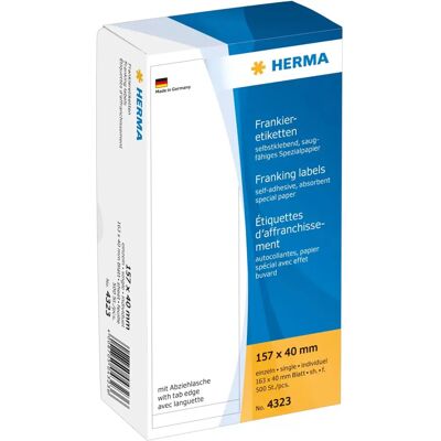 Étiquette autocollante rectangulaire blanche Herma 4323 - 500 pcs - Publicité Étiquette autocollante rectangulaire blanche Herma 4323 - 500 pcs - Publicité