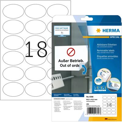 Herma 4358 Weiße Selbstklebende Druckeretiketten - Blätter Herma 4358 Weiße Selbstklebende Druckeretiketten - Blätter