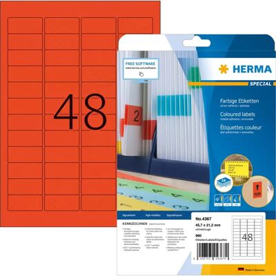 Herma 4367 røde selvklebende skriveretikett - 45,7x21,2mm - Løsning for etikettering Herma 4367 røde selvklebende skriveretikett - 45,7x21,2mm - Løsning for etikettering