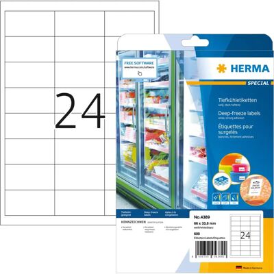 Étiquettes Herma Deep-Freeze 66x33,8mm - Blanches - Publicité Étiquettes Herma Deep-Freeze 66x33,8mm - Blanches - Publicité