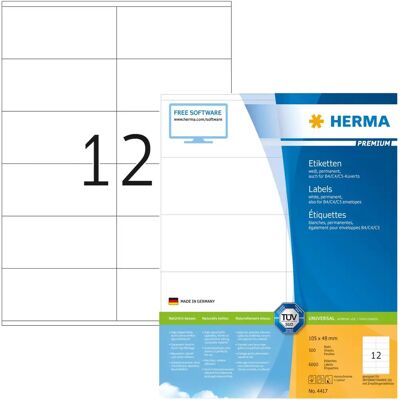 Étiquettes blanches Herma 105x48mm - Auto-adhésives, Pack important Étiquettes blanches Herma 105x48mm - Auto-adhésives, Pack important
