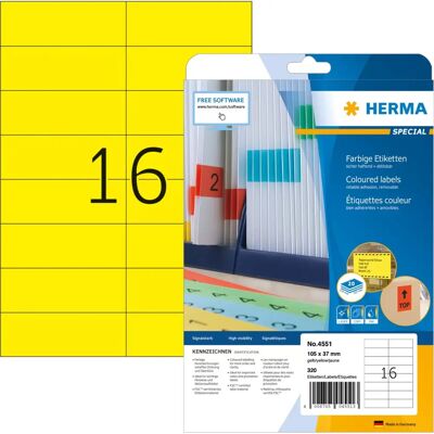 Étiquettes amovibles jaunes Herma - A4 20 pcs - Publicité Étiquettes amovibles jaunes Herma - A4 20 pcs - Publicité