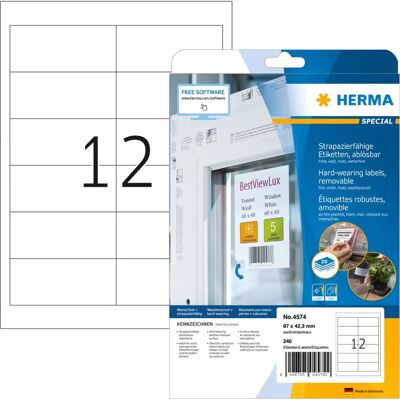 Etichette rimovibili impermeabili Herma - Autoadesive A4 240 pz Etichette rimovibili impermeabili Herma - Autoadesive A4 240 pz