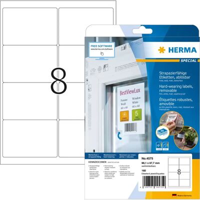 Herma 4575 Weatherproof Removable White Labels - 160 pcs Herma 4575 Weatherproof Removable White Labels - 160 pcs