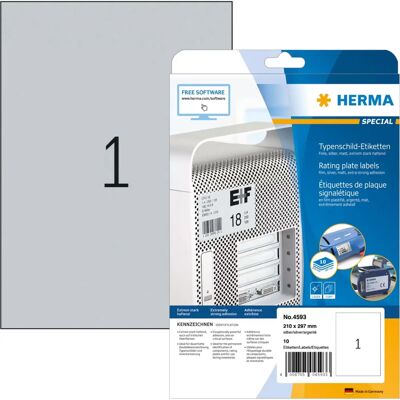 Herma Silver Self-Adhesive Labels - Rectangle, 10 pcs Herma Silver Self-Adhesive Labels - Rectangle, 10 pcs
