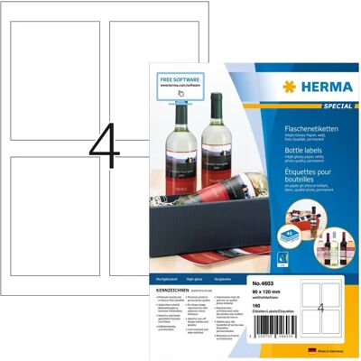 Herma White Rectangle Labels - Self-adhesive, Inkjet, 90x120mm Herma White Rectangle Labels - Self-adhesive, Inkjet, 90x120mm