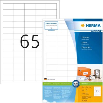 Étiquettes d'Imprimante Blanches Herma 4606 - Auto-adhésives, 13000 pcs. Étiquettes d'Imprimante Blanches Herma 4606 - Auto-adhésives, 13000 pcs.
