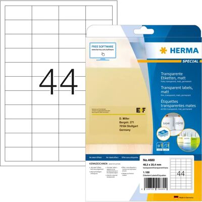 Herma Transparent Matte Labels - Self-adhesive printer label Herma Transparent Matte Labels - Self-adhesive printer label