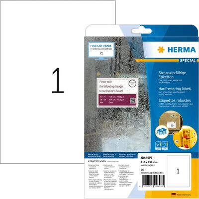 Herma 4698 White Weatherproof Polyester Labels - Printer Label Herma 4698 White Weatherproof Polyester Labels - Printer Label