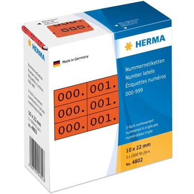 Herma Røde Labels - 4802 Nummeretiketter 3000 stk Herma Røde Labels - 4802 Nummeretiketter 3000 stk
