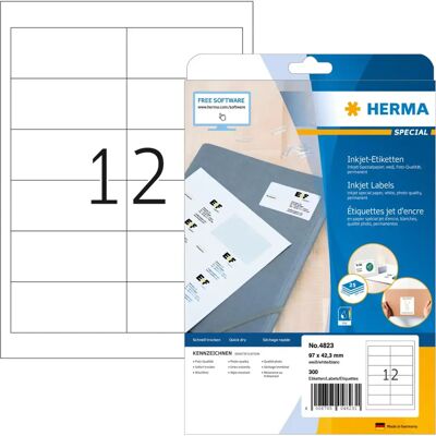 Étiquettes auto-adhésives Herma 4823 blanches pour jet d'encre Étiquettes auto-adhésives Herma 4823 blanches pour jet d'encre
