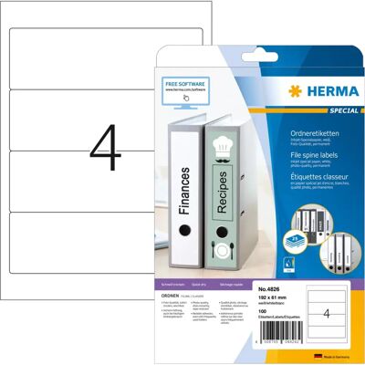 Herma White Self-Adhesive File Spine Inkjet Labels - Labels Herma White Self-Adhesive File Spine Inkjet Labels - Labels