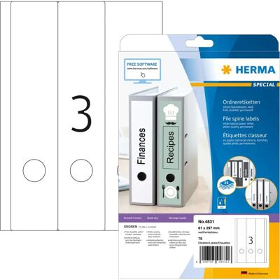 Herma 4831 Druckeretiketten - Selbstklebend, Weiß, A4, 25 Stück Herma 4831 Druckeretiketten - Selbstklebend, Weiß, A4, 25 Stück