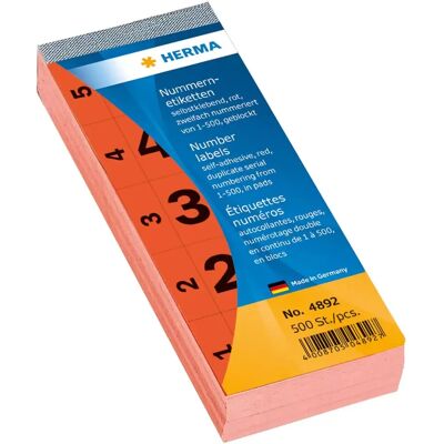 Herma Røde Nummeretiketter - Label - 500 stk Herma Røde Nummeretiketter - Label - 500 stk