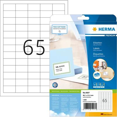 Herma 5027 Weiße Selbstklebende Etiketten - Etikett - A4 21,2mm Herma 5027 Weiße Selbstklebende Etiketten - Etikett - A4 21,2mm