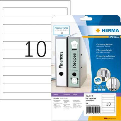 Etichette per spine di file A4 bianche Herma - Autoadesive 25 pezzi Etichette per spine di file A4 bianche Herma - Autoadesive 25 pezzi