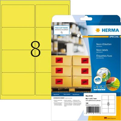 Herma 5144 Neongul öntapadós címkék - Címkék Herma 5144 Neongul öntapadós címkék - Címkék