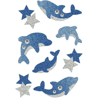 Herma Blaue Silber Delfine Glitzernde Dekorative Aufkleber - 8 Stück Herma Blaue Silber Delfine Glitzernde Dekorative Aufkleber - 8 Stück
