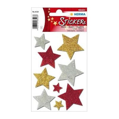 Herma 6528 Flerfargede Stjernesklistermerker - Dekorativ, Glitrende, Selvklebende Herma 6528 Flerfargede Stjernesklistermerker - Dekorativ, Glitrende, Selvklebende