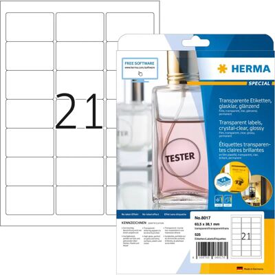 Herma 8017 Transparente Selbstklebende Etiketten - Label Herma 8017 Transparente Selbstklebende Etiketten - Label