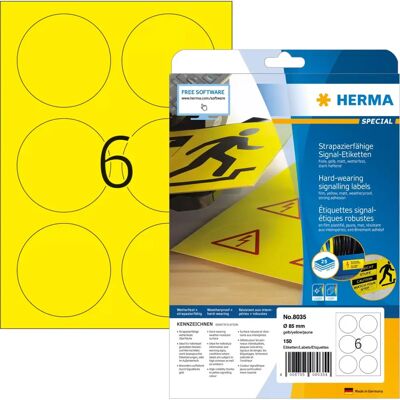 Herma 8035 Gelbe Wetterfeste Rundetiketten - Etikett Herma 8035 Gelbe Wetterfeste Rundetiketten - Etikett
