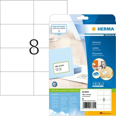 Herma White Rectangle Labels - 80 pcs - Labels Herma White Rectangle Labels - 80 pcs - Labels