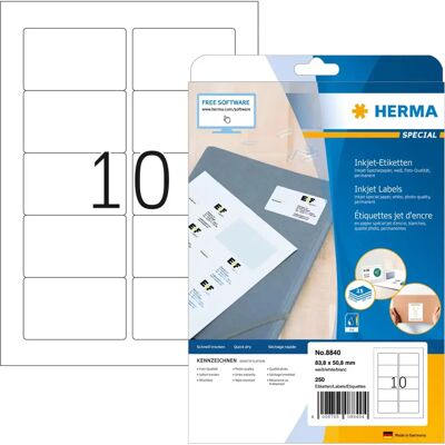Herma 8840 White Self-Adhesive Inkjet Labels - Printer Label Herma 8840 White Self-Adhesive Inkjet Labels - Printer Label
